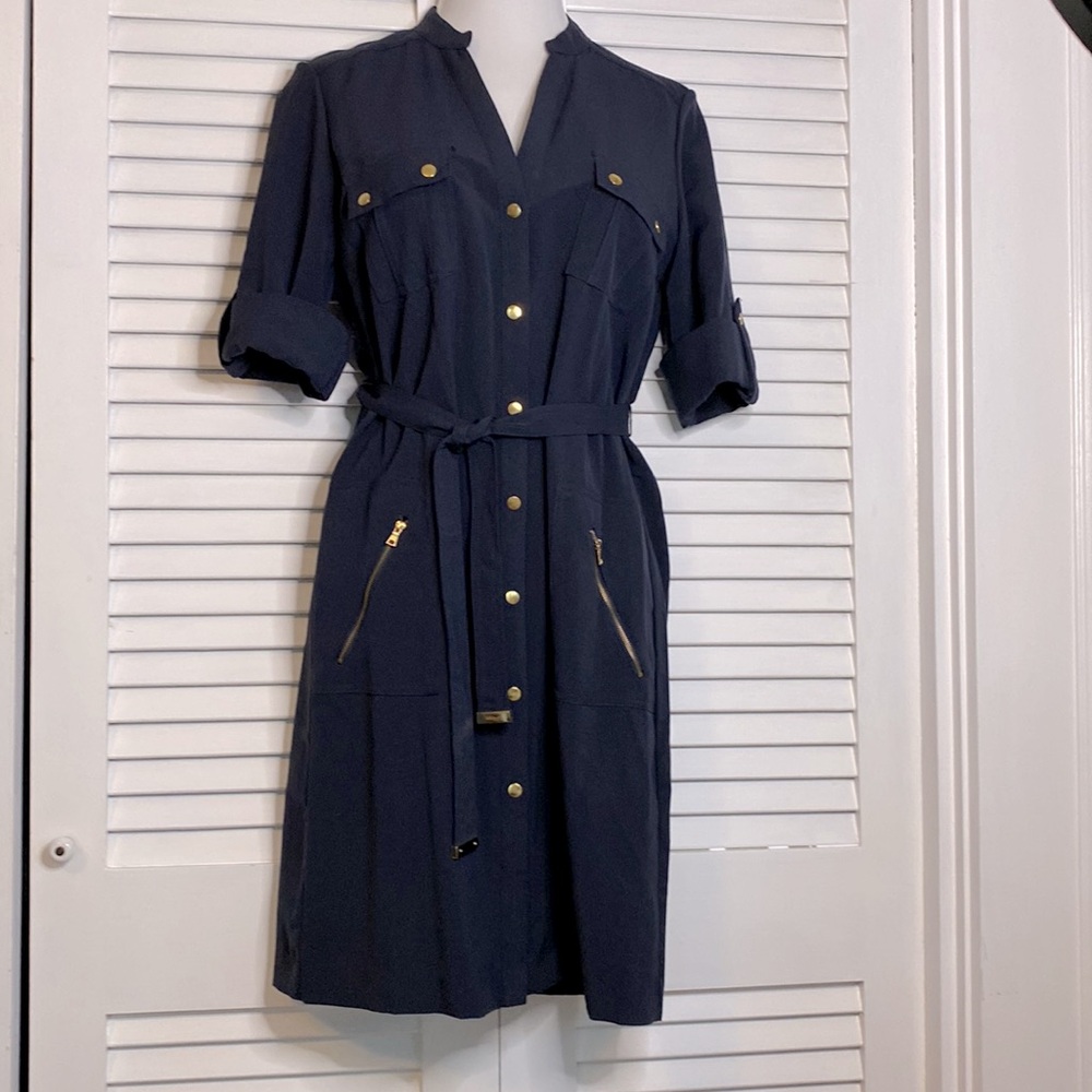 Zac & Rachel safari shirt dress gold snaps